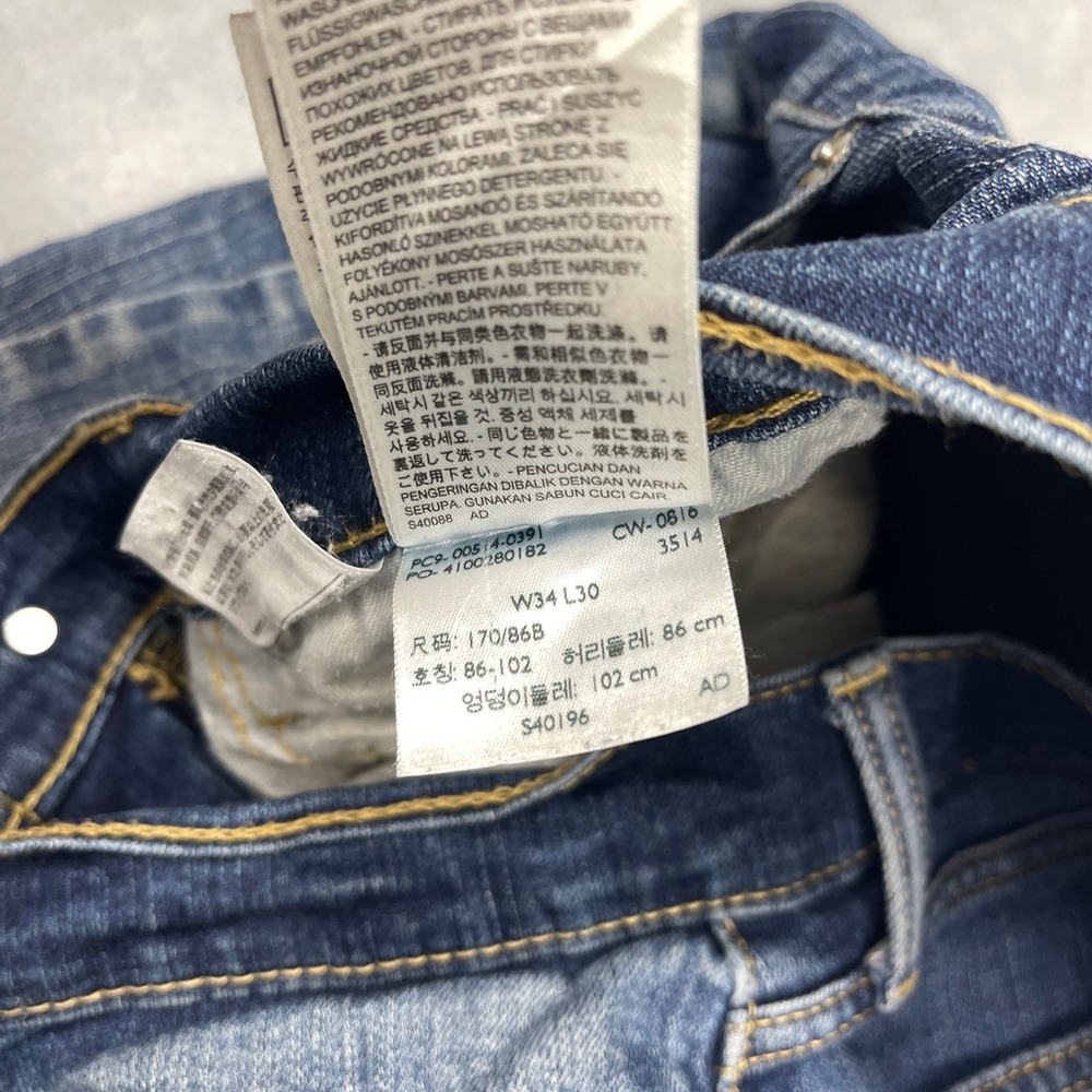 Levi's 514 Jeans Mens 34x30 Blue Denim Faded Double Stitch‎ Red Tab Straight Leg - Picture 5 of 10